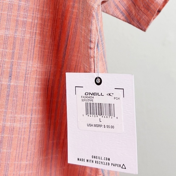 NWT O’Neill Doris Stripe Button Down Oversized Collared Shirt - Picture 7 of 9
